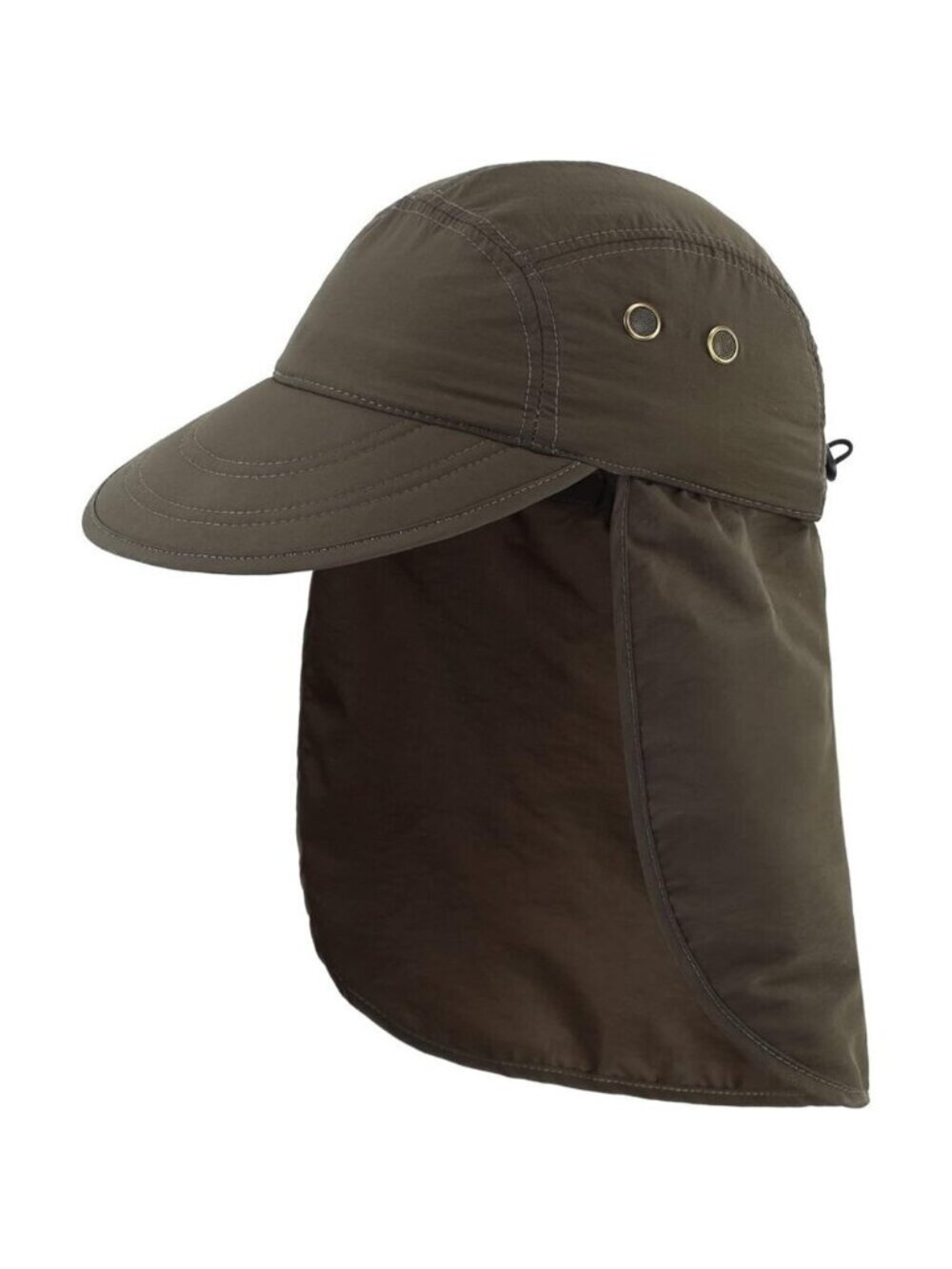 Mens Green 100% Polyester Wide Brim UV Protection With Neck Flap Fishing Sun Hat